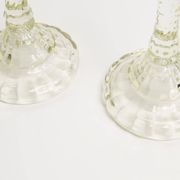 Set of two light green glass candlesticks from the mid-century, Europe, 1960s.