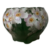Cache pot en barbotine fleurie