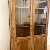 Armoire vitrine chêne massif
