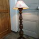 Turned wooden floor lamp