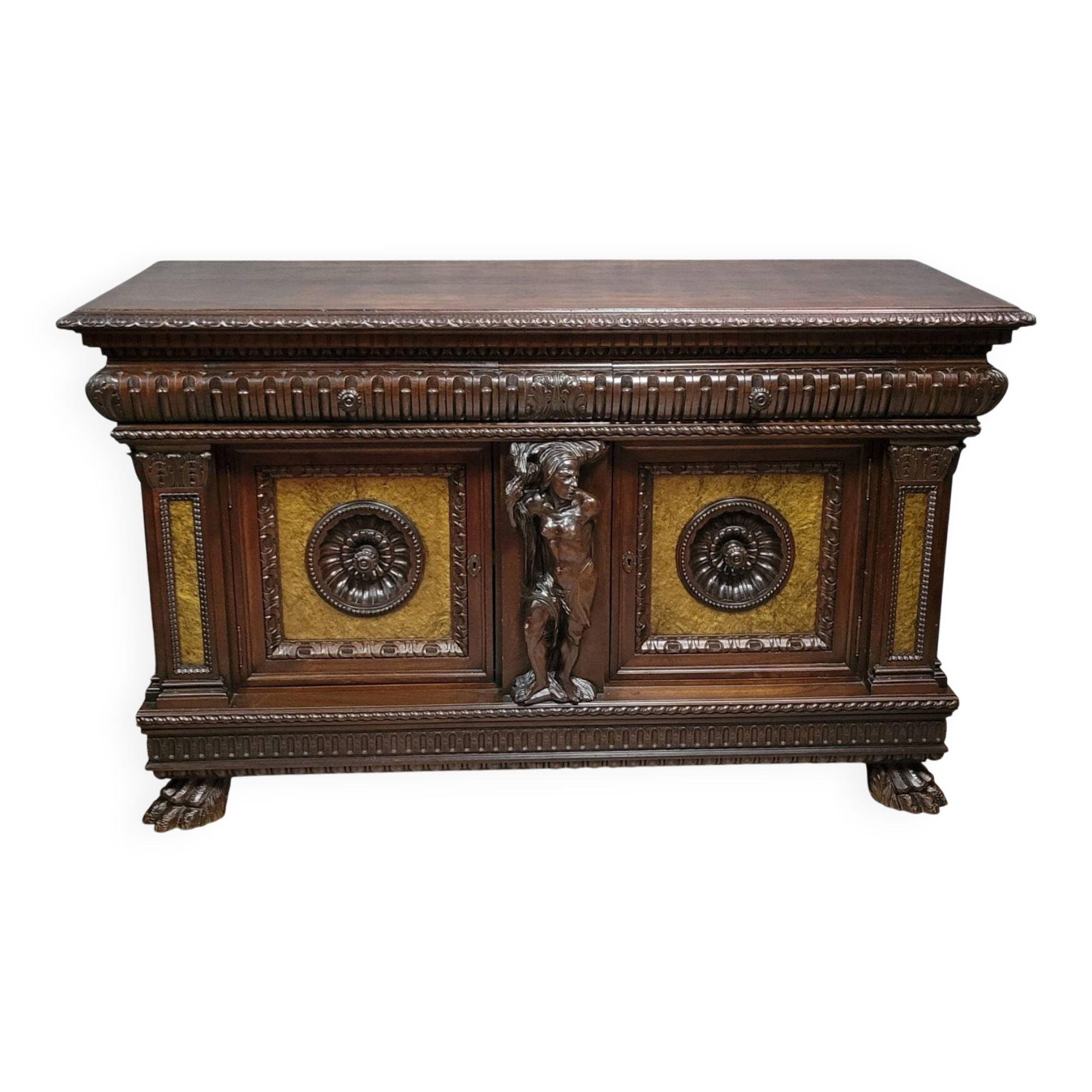 Buffet cabinet style Renaissance a caches secretes en noyer et orme époque