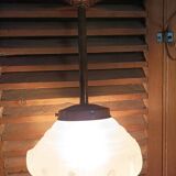 Chandelier with support copper globe art deco frosted glass