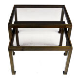 Pair of tables in golden brass