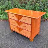 1960s rattan chest of drawers