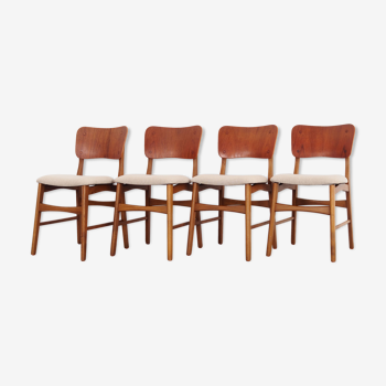 Ensemble de quatre chaises en chêne, design danois, années 70, production: Danemark
