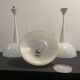 Lot de 3 lampes metal et verre holophane design année 70