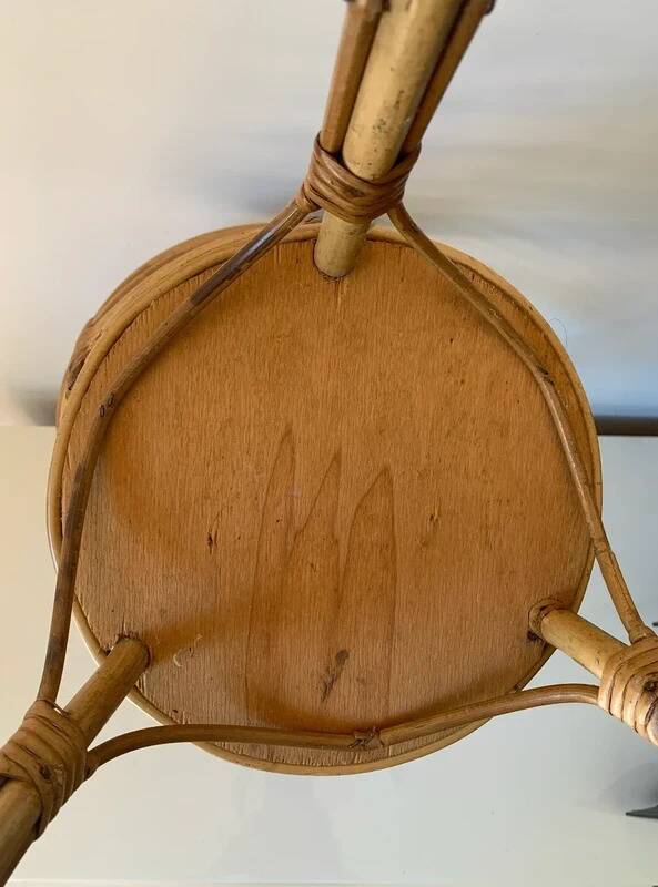 Vintage tripod plant/book holder in rattan – Mid-Century circa 1960