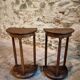 Pair of antique solid wood half-moon side tables, 19th century