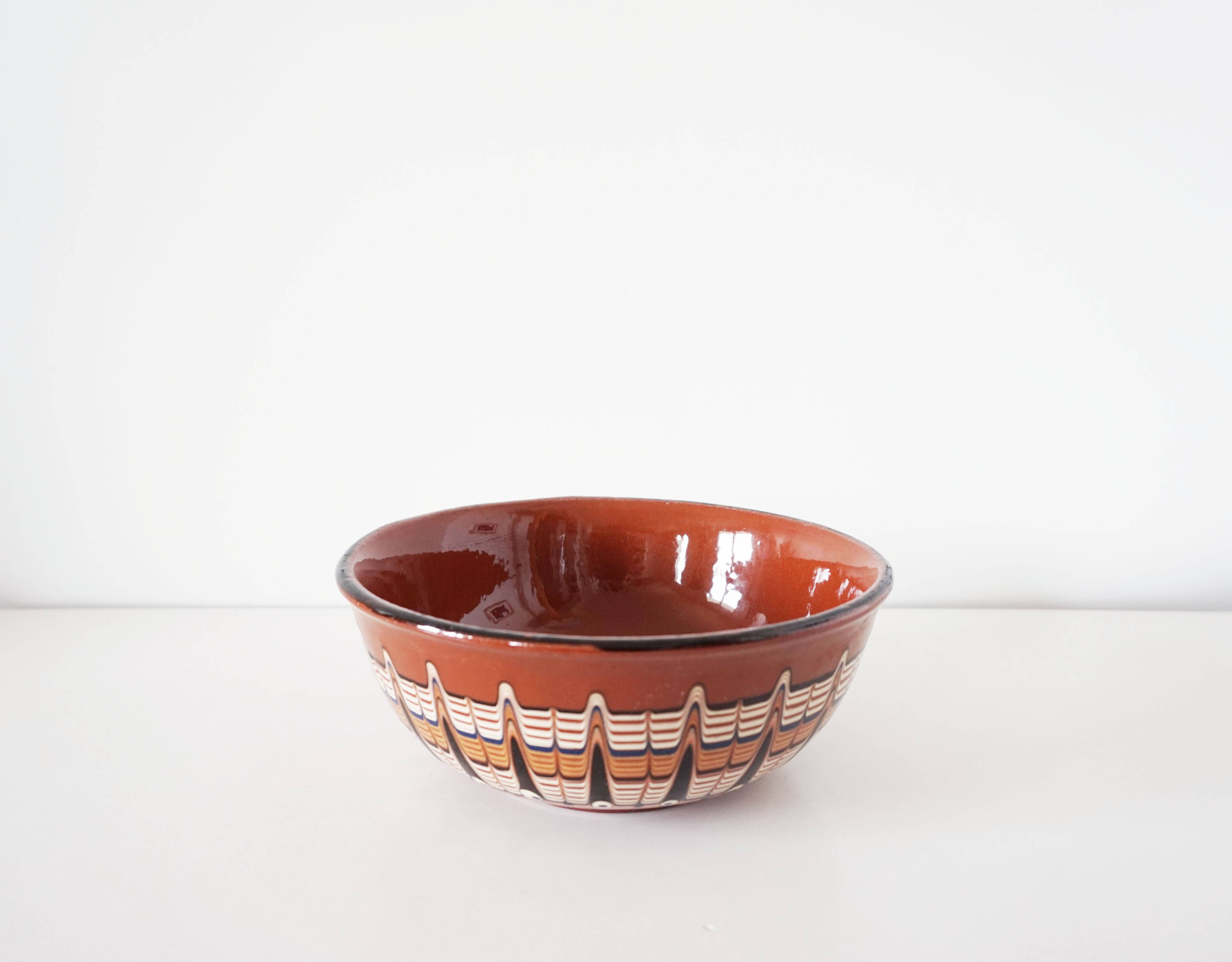 Terracotta salad bowl Bulgaria folk art