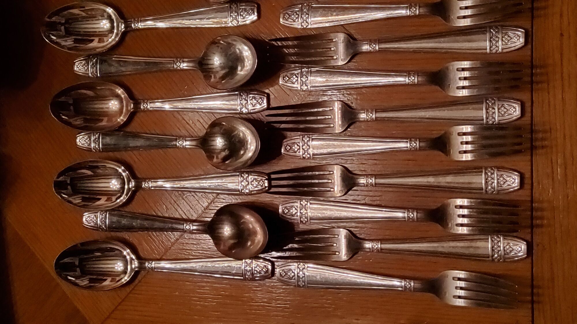 Silver metal cutlery set art deco goldsmith ATO 49 pieces