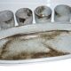 Ceramic fish dish and 4 pots for sauces from the 1960s