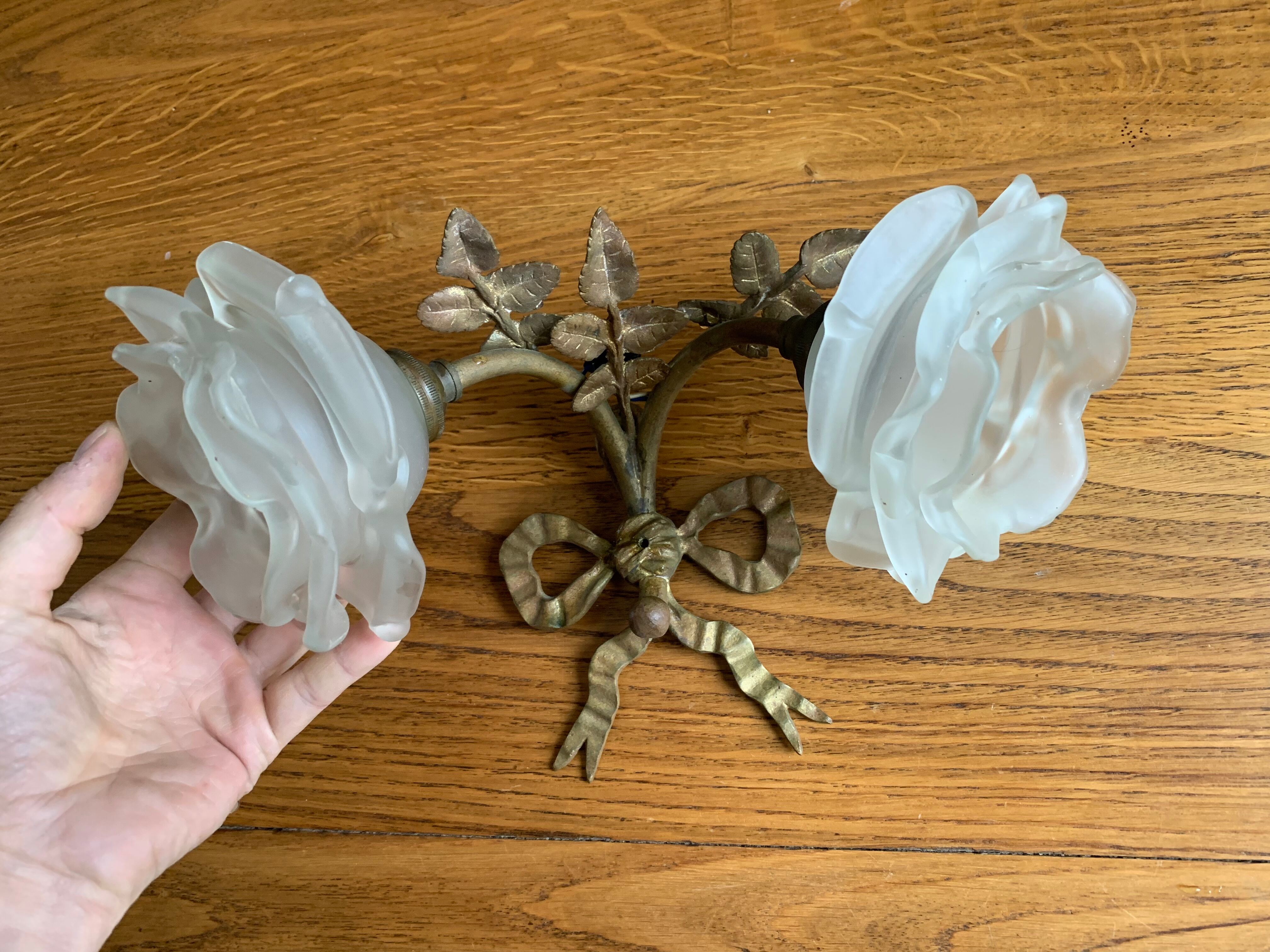 Set of 2 golden knot sconces