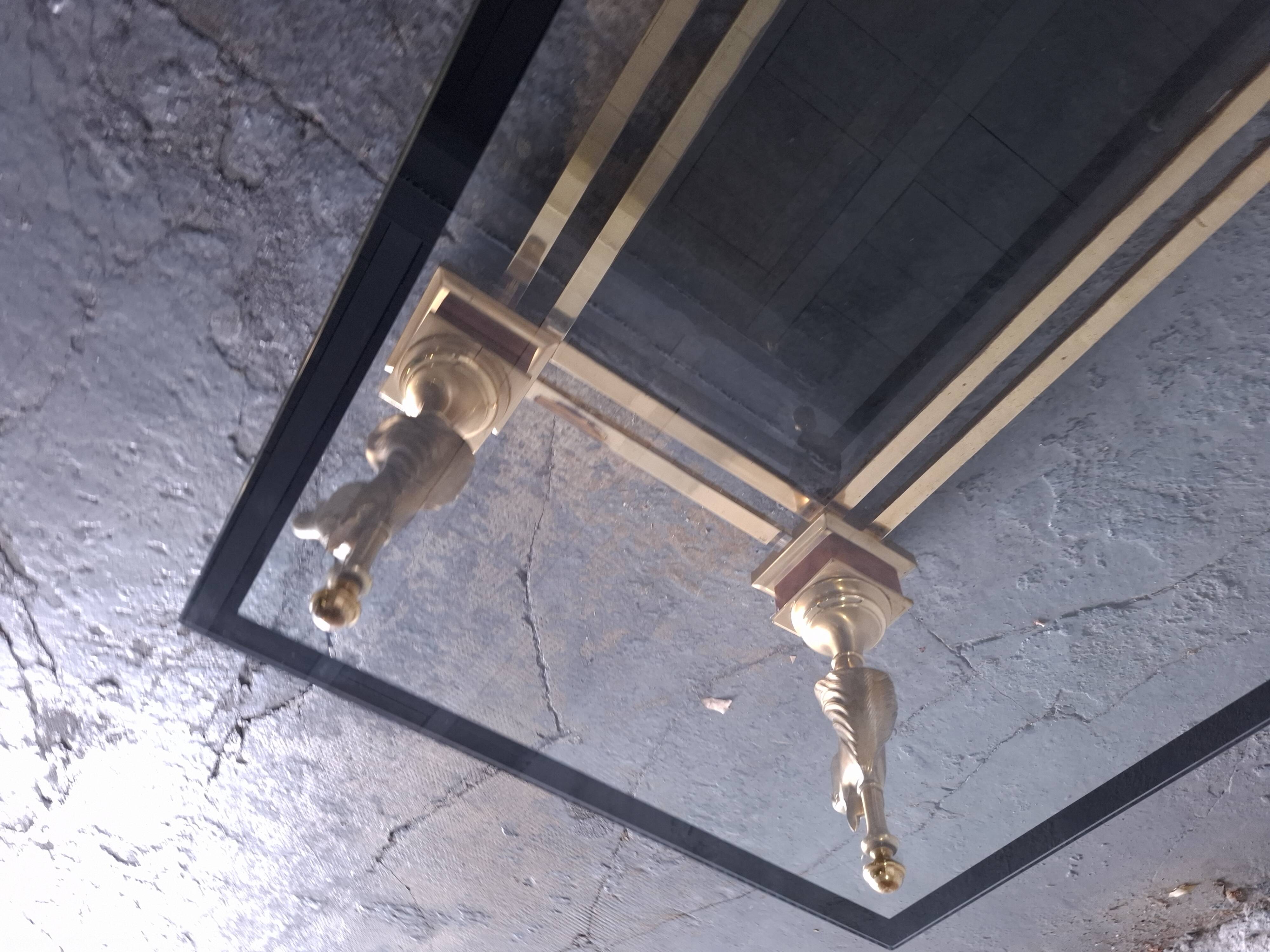 1970s Glass Coffee Table with Horse Heads