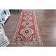 Vintage Turkish Oushak Handmade Wool Cotton Red Runner Rug   101x281