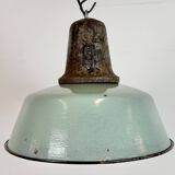 Lampe d'usine industrielle en émail à pétrole avec dessus en fonte, années 1960