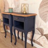 Pair of Louis XV style bedside tables, Sèvres Blue
