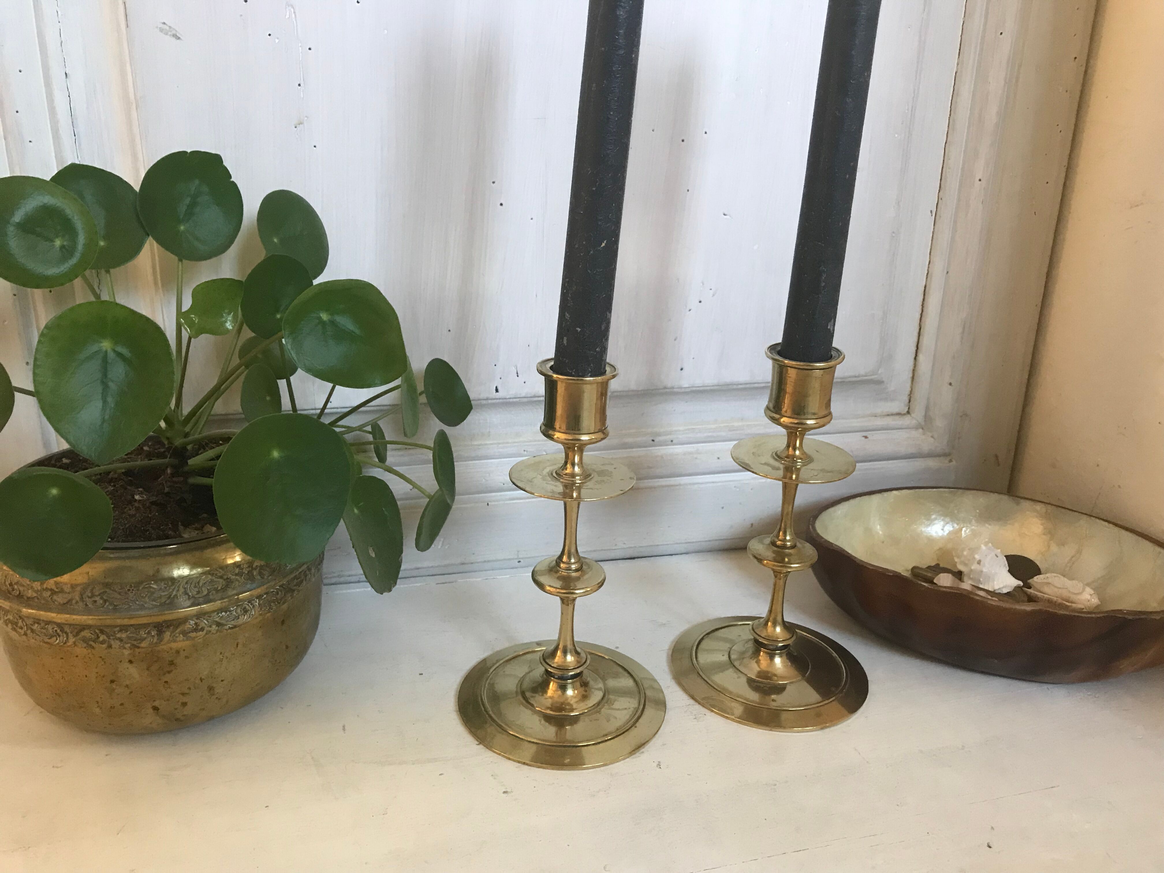 Pair of brass candle holders