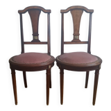 2 chaises anciennes de style classique en bois et ornements en bronze