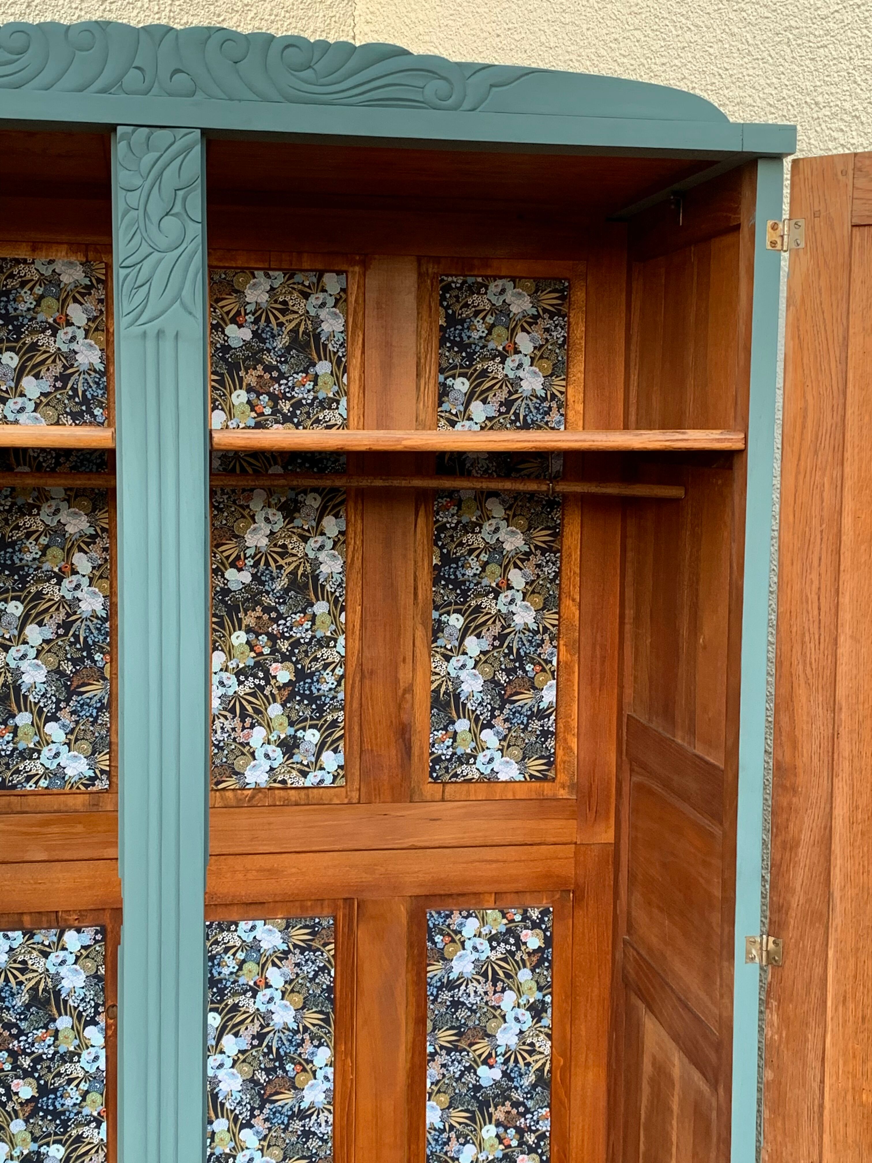 Parisian art deco wardrobe blue gray 1930