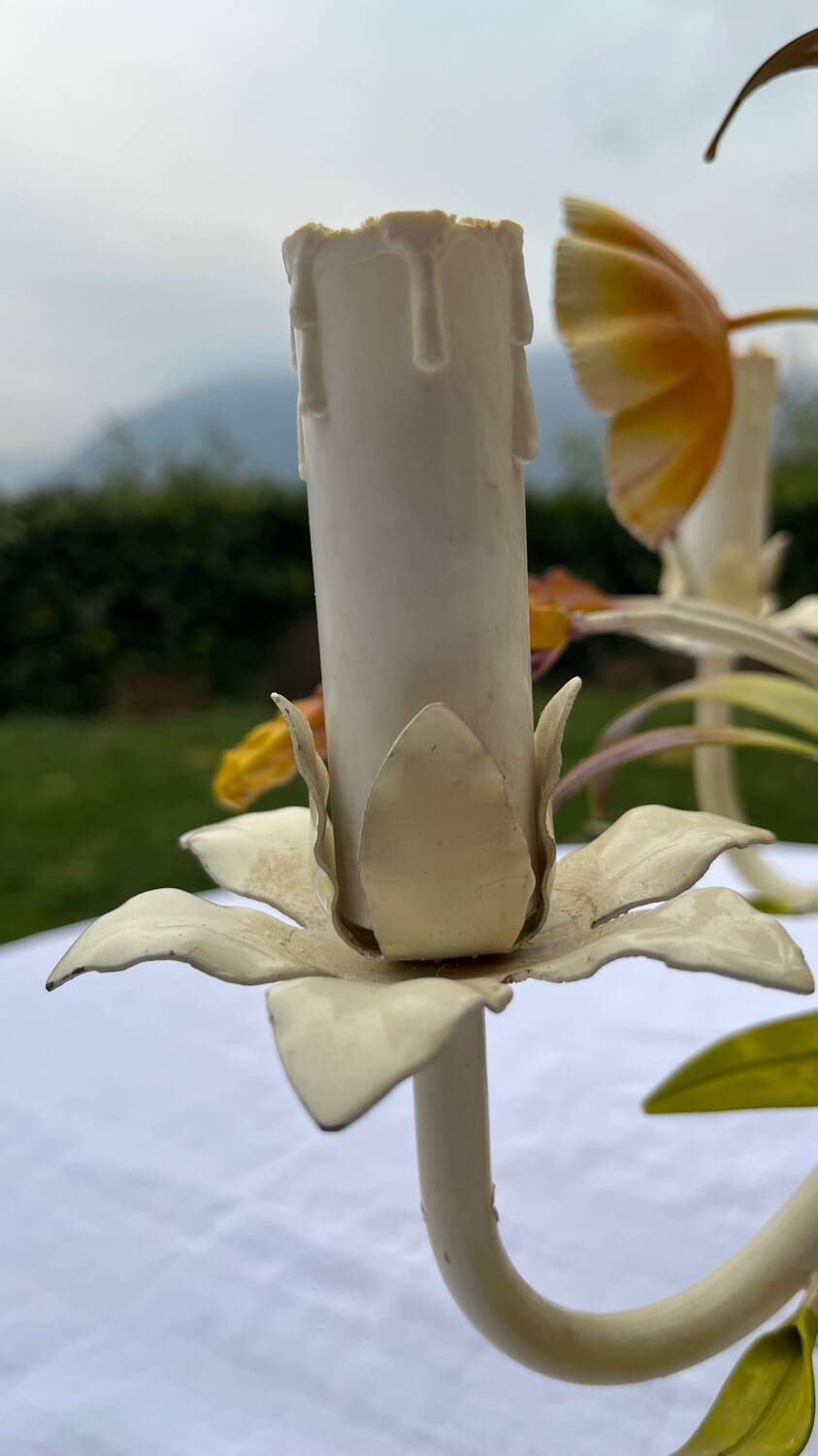 White metal chandelier Italy 60s/70s