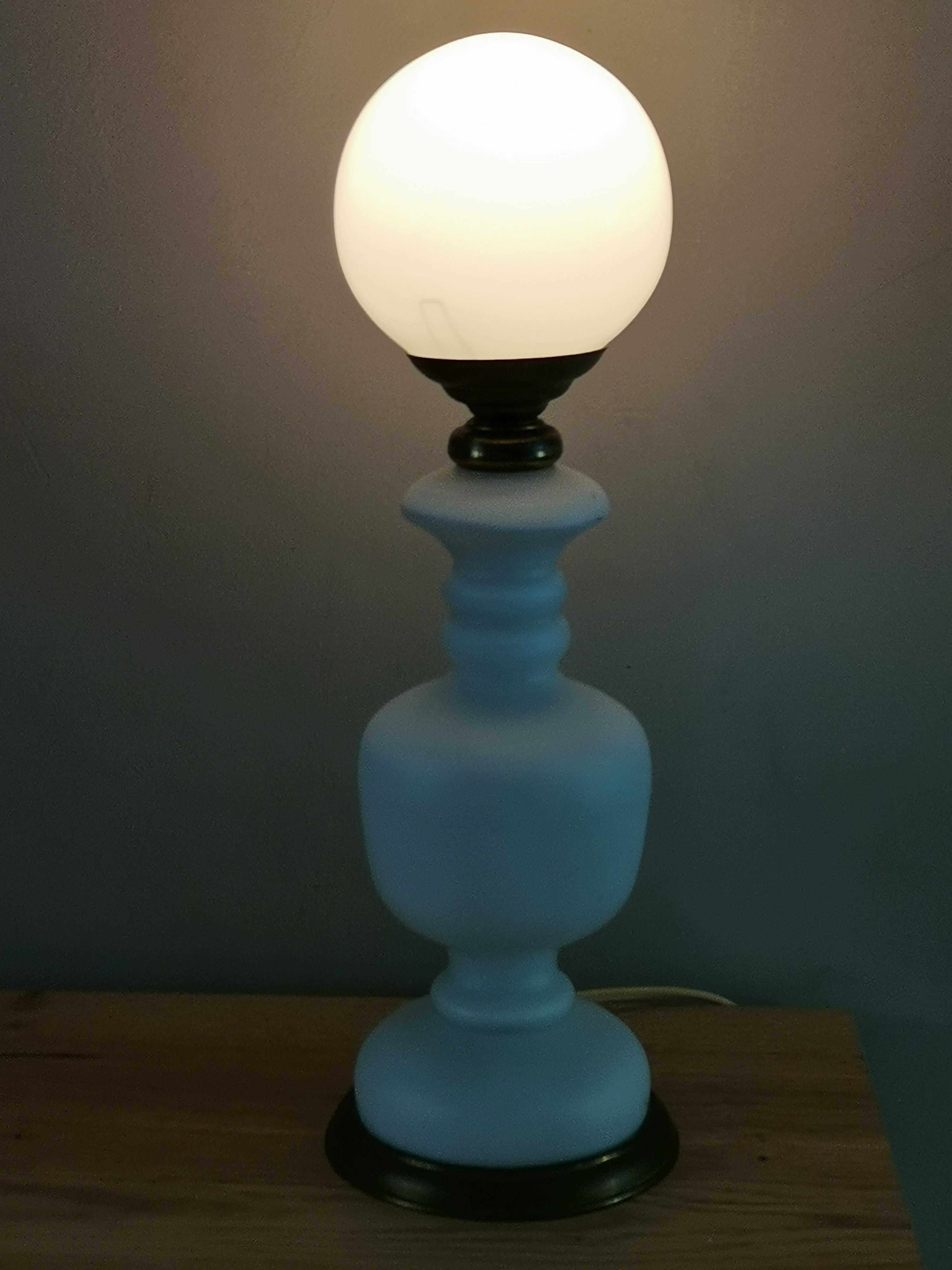 Mushroom lamp blown glass opaline