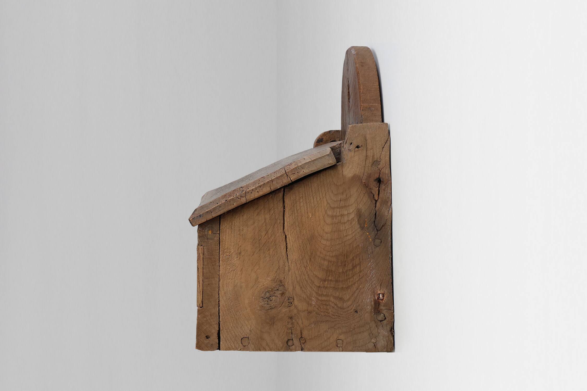 Antique French Oak Wall Salt Box, ca. 1850