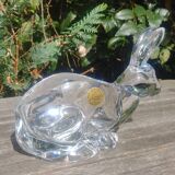 Vide poche en cristal forme de lapin de la cristallerie d'arques made in france