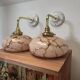 Pair of wall sconces in marbled opaline.