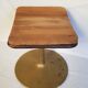 Old vintage rotary stool in gilded metal and seat in teak