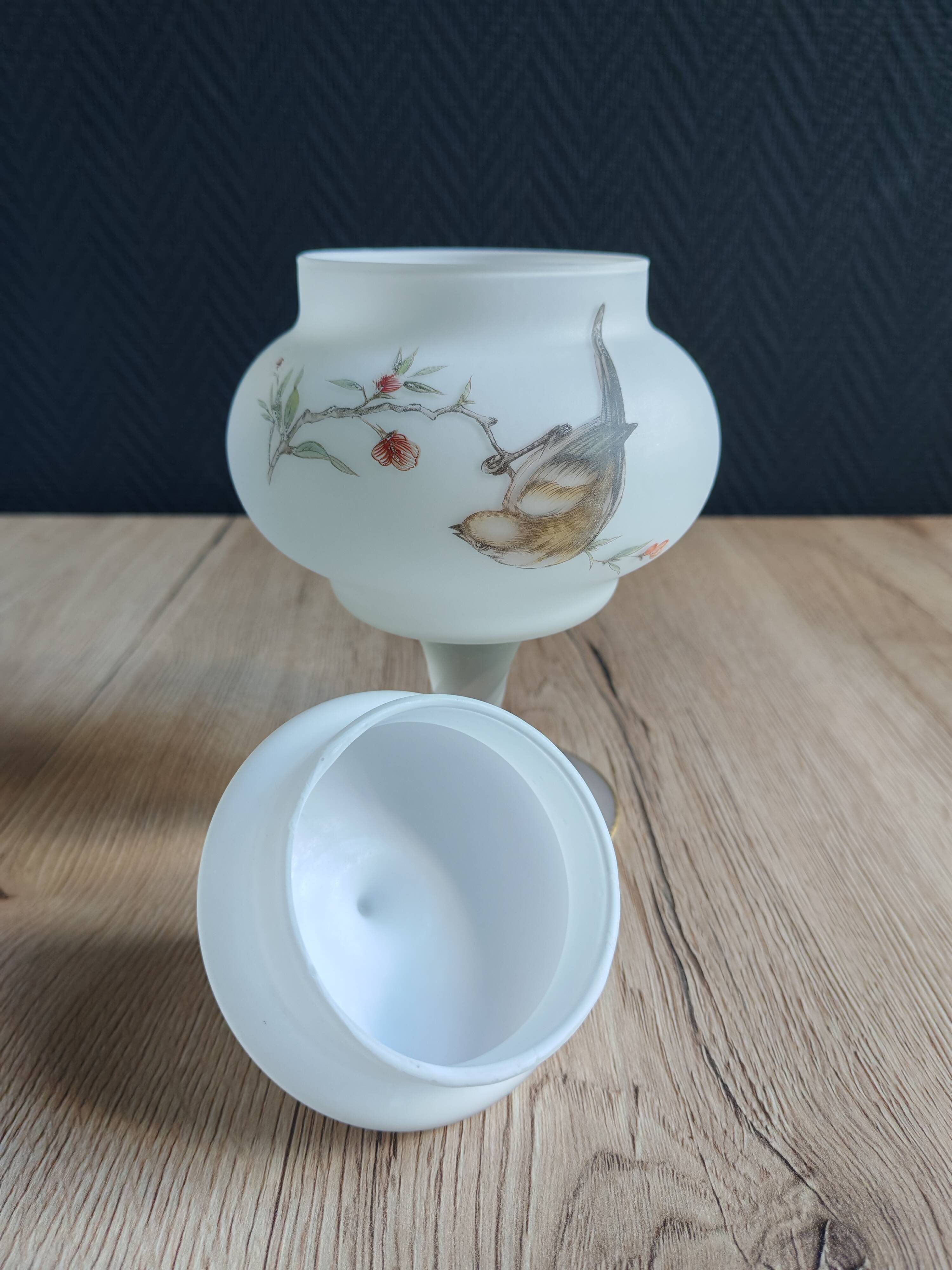 Vintage opaline glass footed bonbonnière