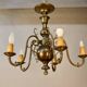 Dutch chandelier with 5 lights in bronze, 19th century.
