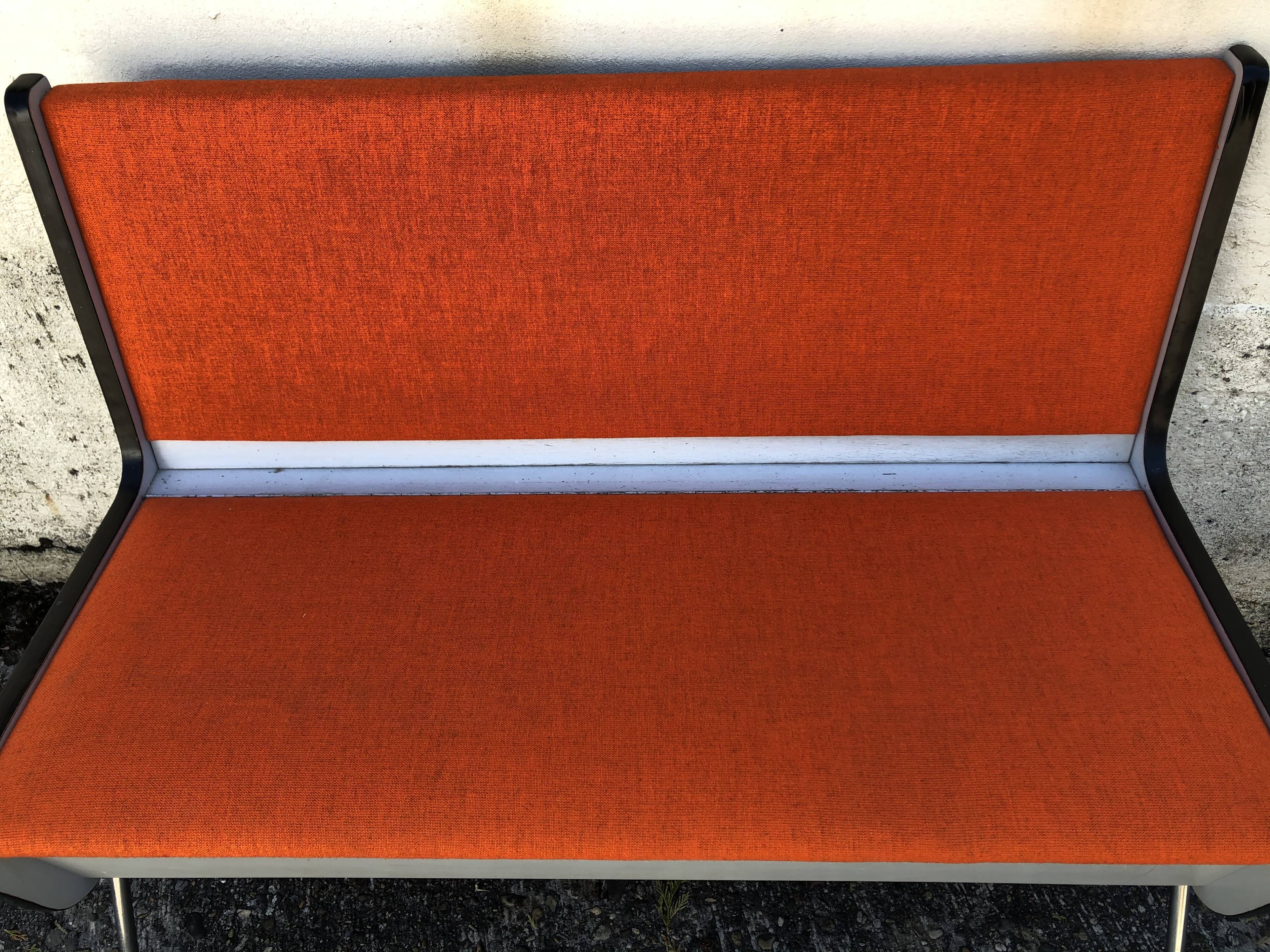 Bench chest and chair Skaï vintage orange 60s/70s