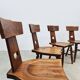 Vintage brutalist T-back dining chairs Pierre Chapo style