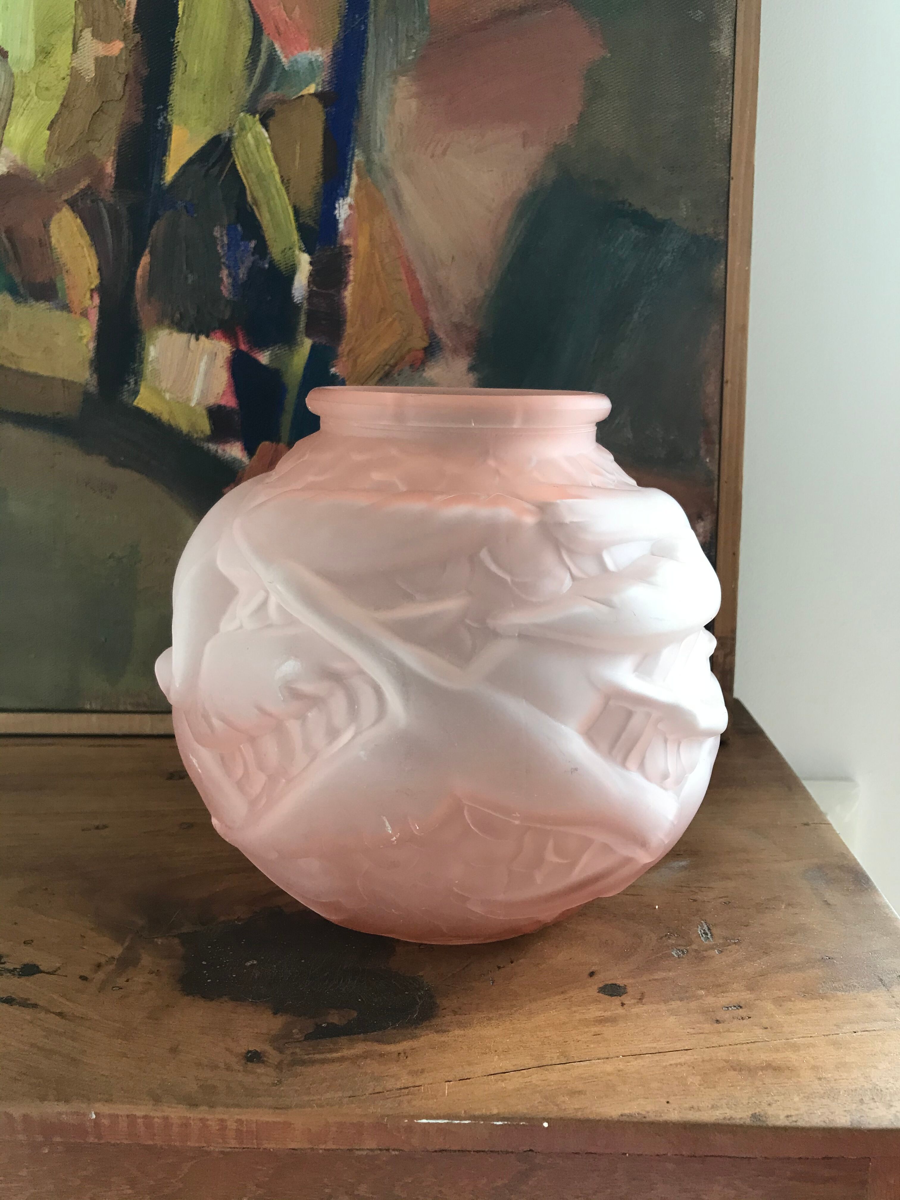 Pink art deco ball vase