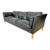 Vintage Danish black leather canapé by Mogens Hansen from the 1960s.
