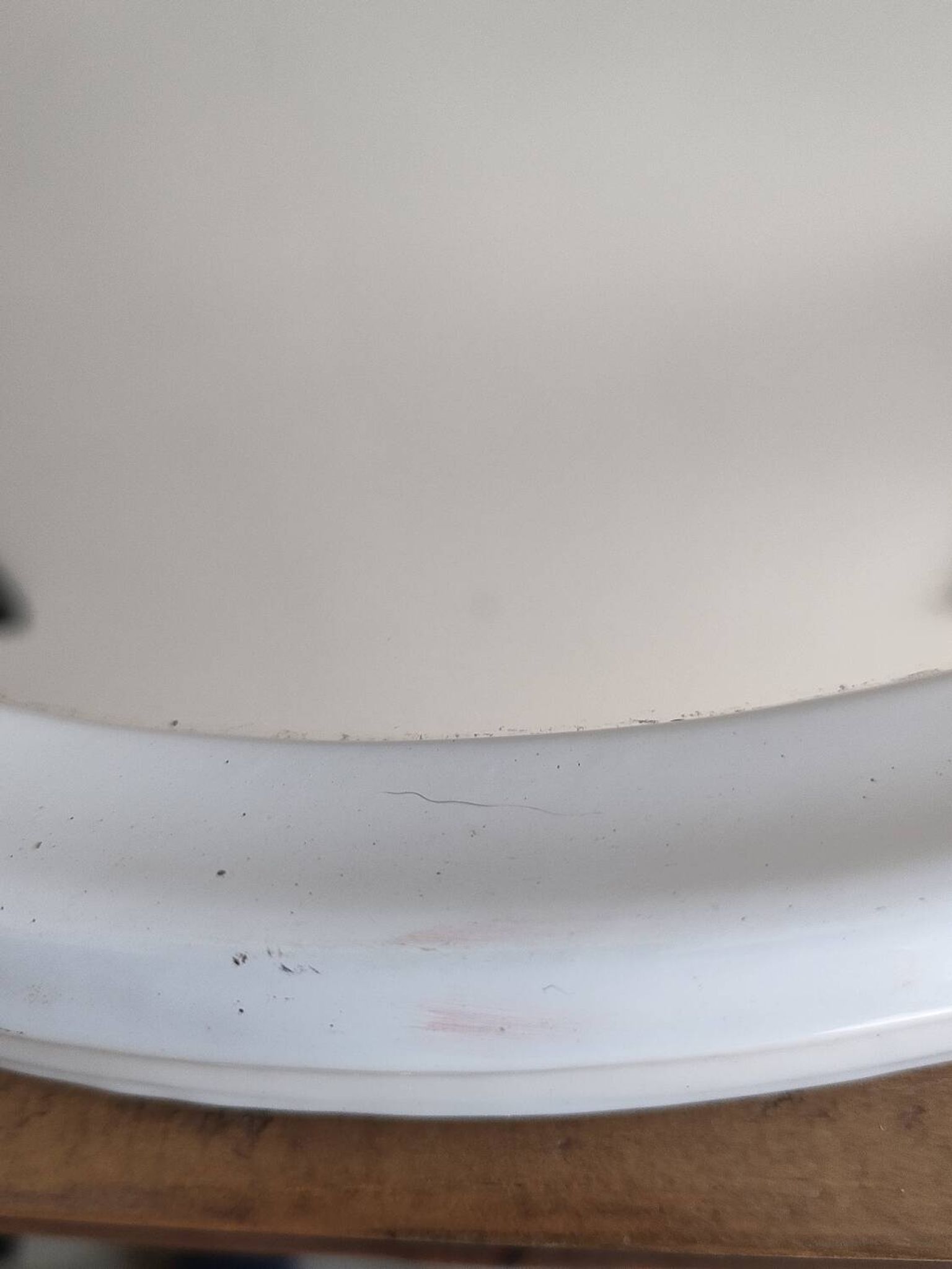 Ancien Miroir Ovale En Fonte - Blanc - Vintage - 48 x 38,5 cm.