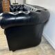 Vintage 1980 black leather Chesterfield sofa