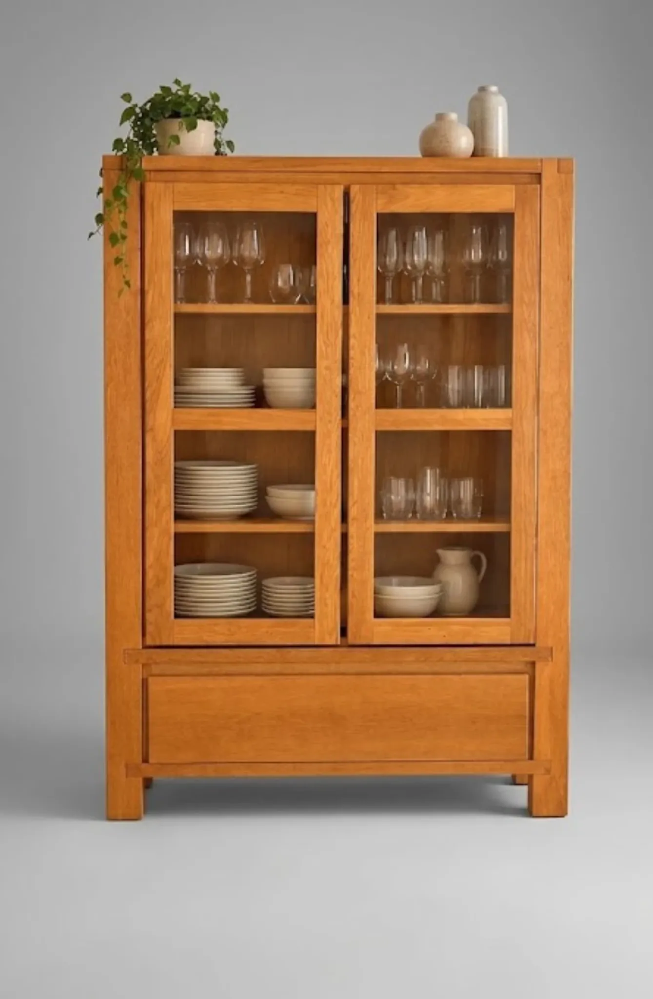 Glass display cabinet on legs