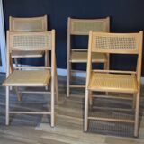 Chaises cannées vintages pliantes