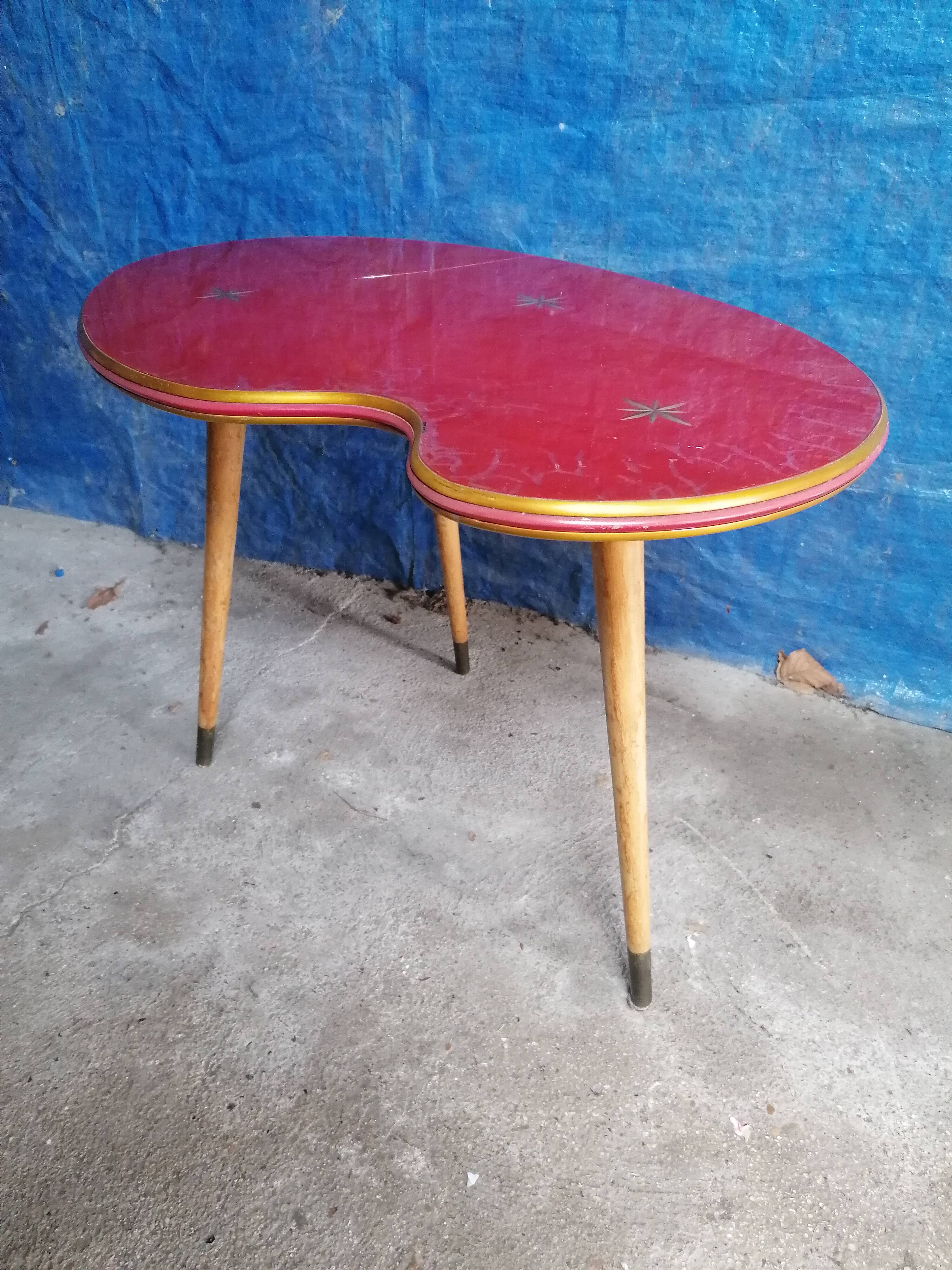 Coffee table extra tripod feet compass tray glass bean