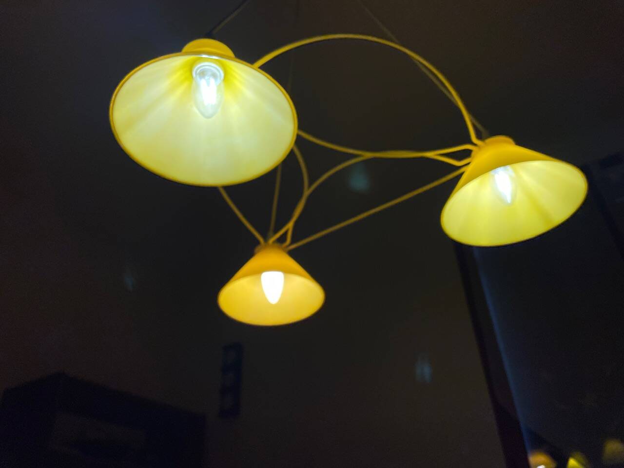 Vintage 3-light pendant light by Le Dauphin circa 1980s