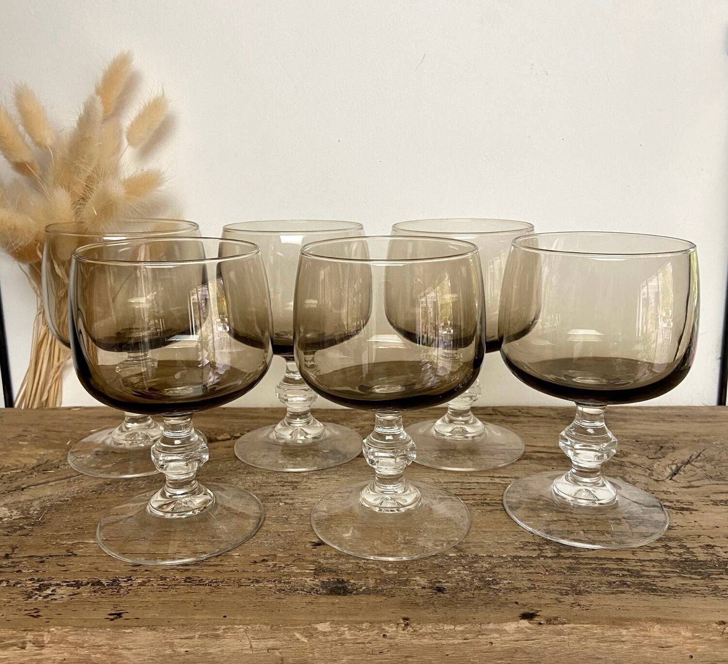 6 large smoked glasses