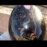 Vase in black multilayer glass paste and inclusion of gold and other colors signed by Bob Le Bleïs