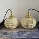 Set of two art deco portable ballrooms in electrified marbled opaline to nine
