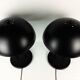 Pair of vintage table lamps, black lace-up metal 1980