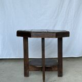 Pedestal table or small octagonal side table quadripod base with modernist spacer