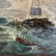 19th century miniature painting "The lighthouse in the storm"