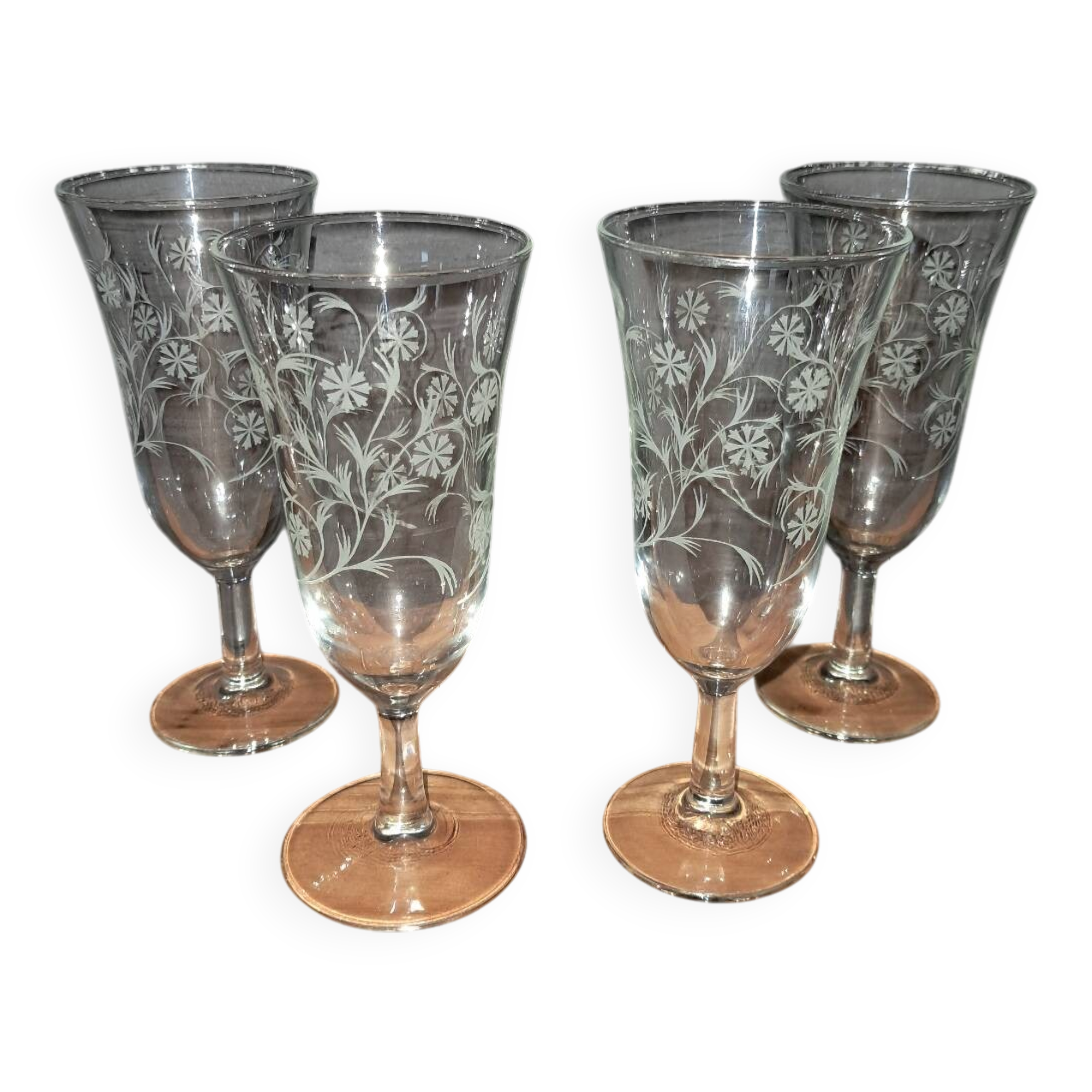 4 Enghien Luminarc champagne flutes from the 50s