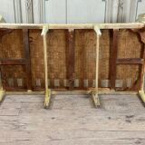 Directoire bench in carved wood and lacquered in shades of green, late eighteenth century