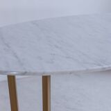 Oval dining table in white Ibiza marble 160x90x75